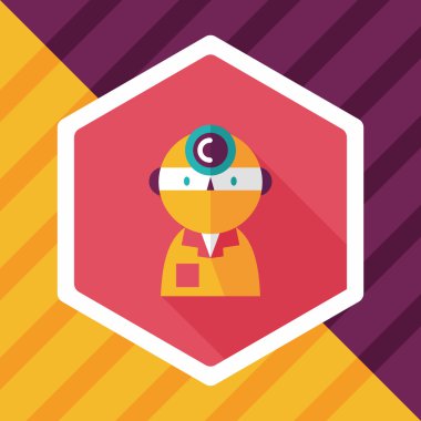 tıbbi insanlarla uzun gölge stetoskoplar düz simgesi