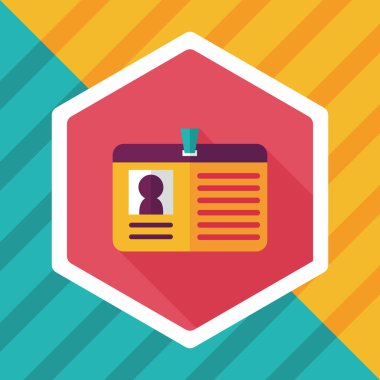 kimlik kartı ile uzun gölge düz simgesi