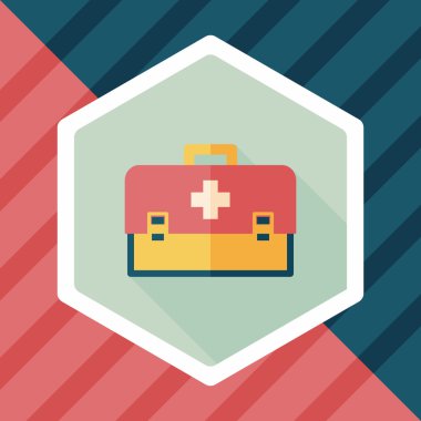 uzun gölge ile ilk yardım kiti düz simgesi
