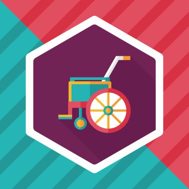 tekerlekli sandalye ile uzun gölge düz simgesi