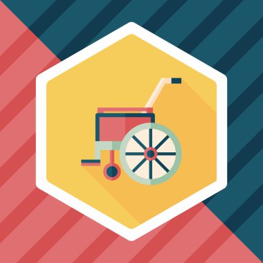 tekerlekli sandalye ile uzun gölge düz simgesi