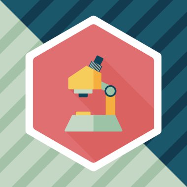 uzun gölge ile mikroskop düz simgesi