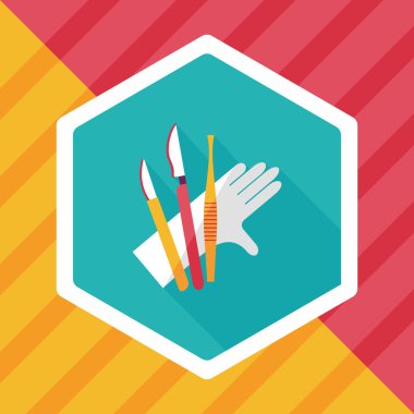 cerrahi alet düz uzun gölge simgesiyle