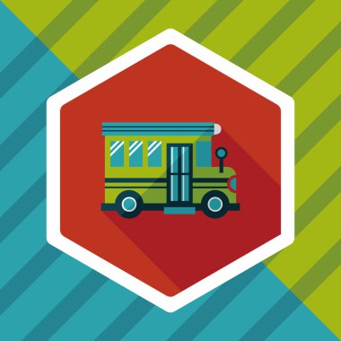 okul otobüsü düz simgesi ile uzun gölge, eps10