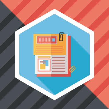 belgeyi düz simgesi ile uzun gölge, eps10