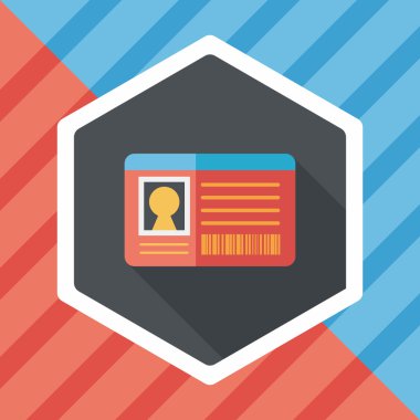 kimlik kartı ile uzun gölge düz simgesi