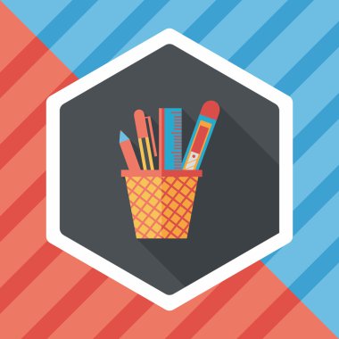 kalem tutucu düz simgesi ile uzun gölge, eps10