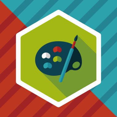 Resim paleti uzun gölge, eps 10 ile boya fırçası düz simgesi ile