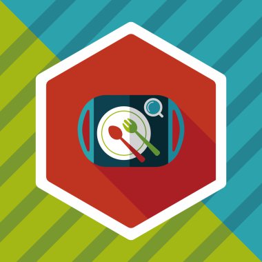 çanak ware ve çatal bıçak takımı uzun gölge düz simgesi