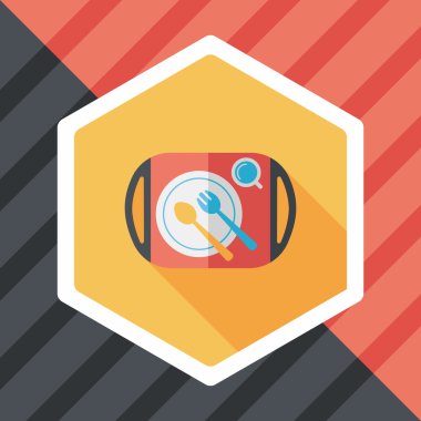 çanak ware ve çatal bıçak takımı uzun gölge düz simgesi