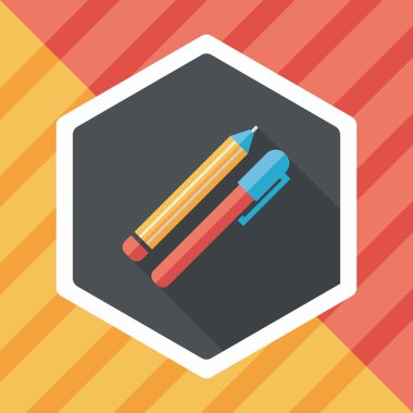 Uzun Gölge, eps10 kalem ve kurşun kalem düz simgesi