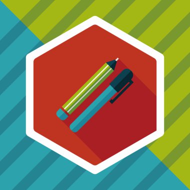 Uzun Gölge, eps10 kalem ve kurşun kalem düz simgesi