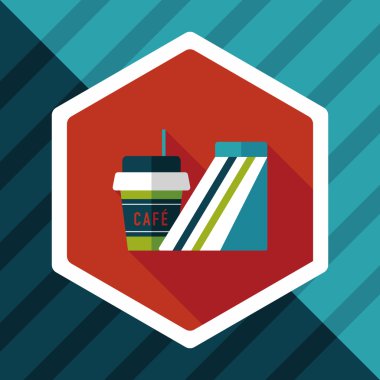 sandviç ve kahve düz simgesi ile uzun gölge, eps10