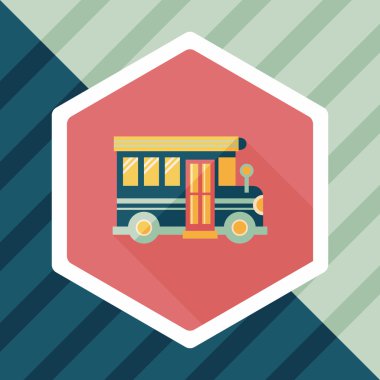 okul otobüsü düz simgesi ile uzun gölge, eps10