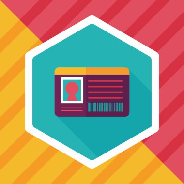 kimlik kartı ile uzun gölge düz simgesi