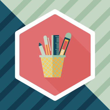 kalem tutucu düz simgesi ile uzun gölge, eps10