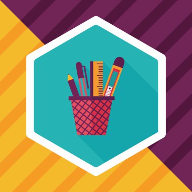 kalem tutucu düz simgesi ile uzun gölge, eps10