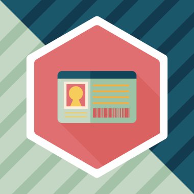 kimlik kartı ile uzun gölge düz simgesi