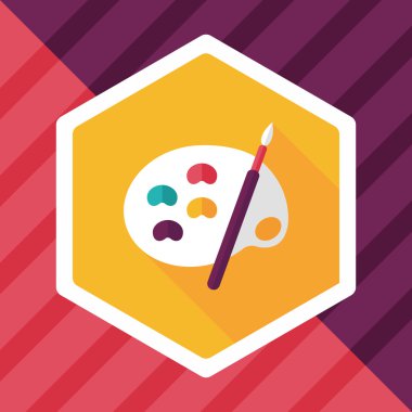 Resim paleti uzun gölge, eps 10 ile boya fırçası düz simgesi ile