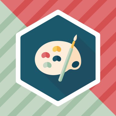 Resim paleti uzun gölge, eps 10 ile boya fırçası düz simgesi ile