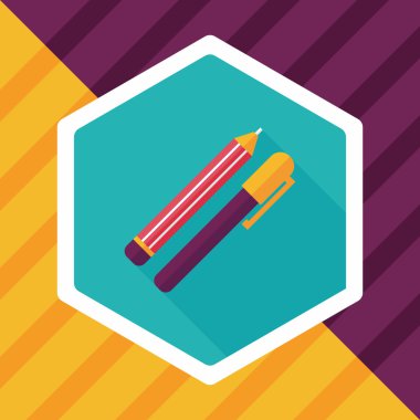 Uzun Gölge, eps10 kalem ve kurşun kalem düz simgesi