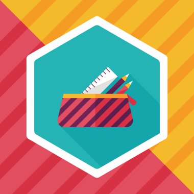 긴 그림자, eps10와 함께 연필 상자 플랫 아이콘