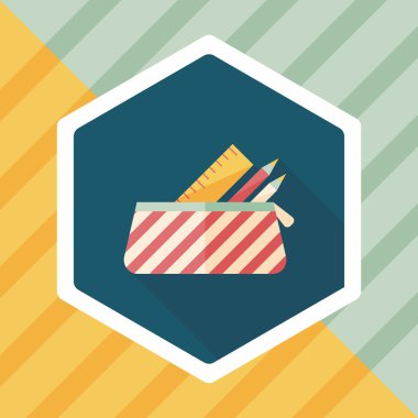 긴 그림자, eps10와 함께 연필 상자 플랫 아이콘