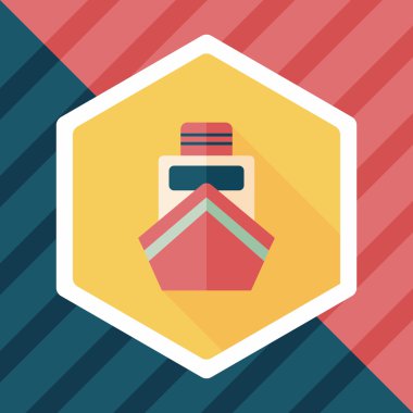 tekne ile uzun gölge düz simgesi