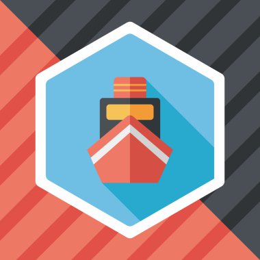 tekne ile uzun gölge düz simgesi