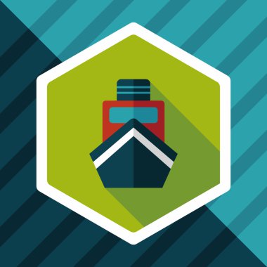 tekne ile uzun gölge düz simgesi