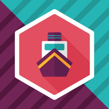 tekne ile uzun gölge düz simgesi