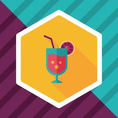 Uzun gölgeli kokteyl düz simgesi