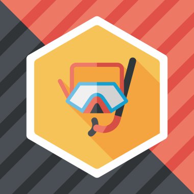 uzun gölge maskesi ve şnorkel düz simgesi