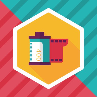 kamera film, uzun gölge ile düz simgesi