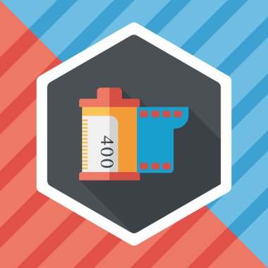 kamera film, uzun gölge ile düz simgesi