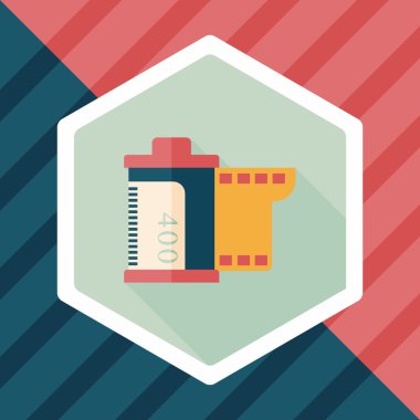 kamera film, uzun gölge ile düz simgesi