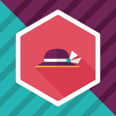 kadın şapka uzun gölge düz simgesiyle