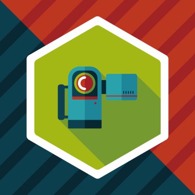 uzun gölge ile video kamera düz simgesi