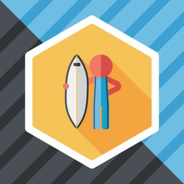 uzun gölge ile sörf düz simgesi