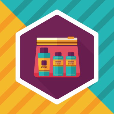 uzun gölge ile kozmetik kapları düz simgesi