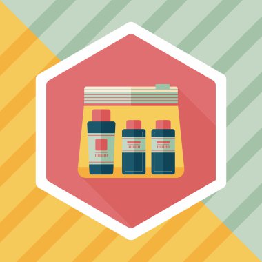 uzun gölge ile kozmetik kapları düz simgesi