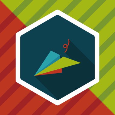 Kağıt Uçak düz simgesi ile uzun gölge