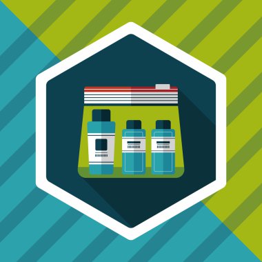 uzun gölge ile kozmetik kapları düz simgesi