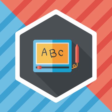 uzun gölge ile çocuk çizim kurulu düz simgesi