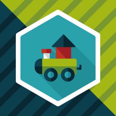 Tren oyuncak uzun gölge, eps 10 düz simgesiyle