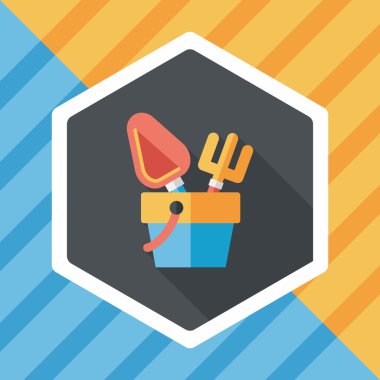 kürek ve kova oyuncakları düz simgesi ile uzun gölge, eps10