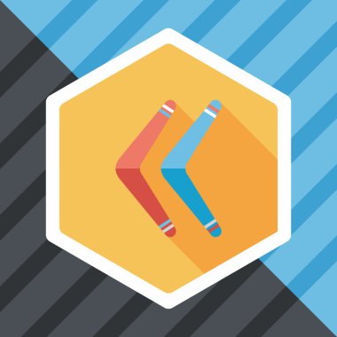 Bumerang uzun gölge düz simgesi