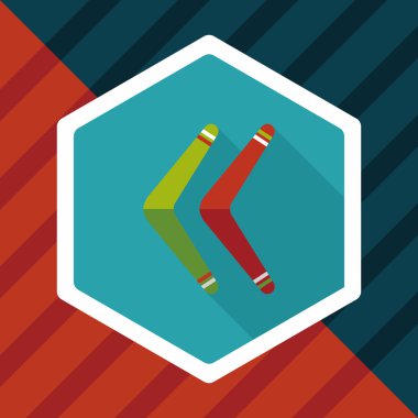 Bumerang uzun gölge düz simgesi