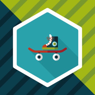 kaykay uzun gölge düz simgesi