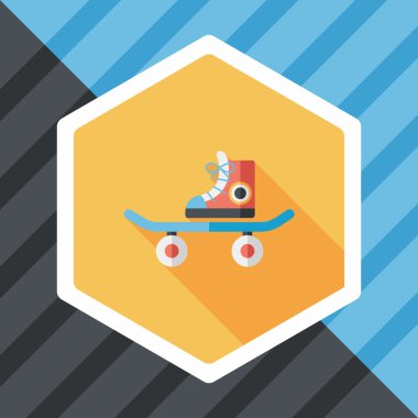 kaykay uzun gölge düz simgesi